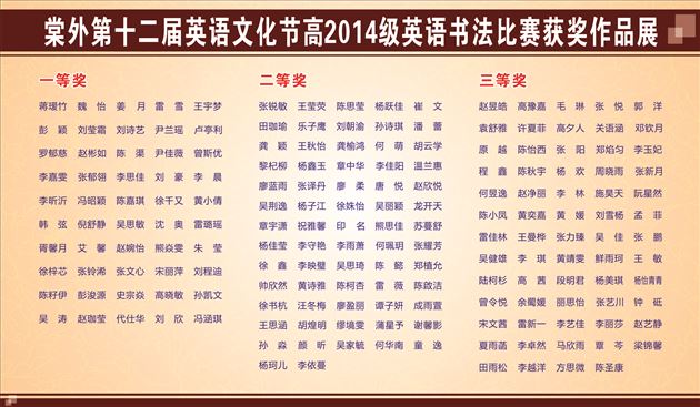 棠外第十二届“英语文化艺术节”系列活动播报（一）——高2014级英语书法竞赛