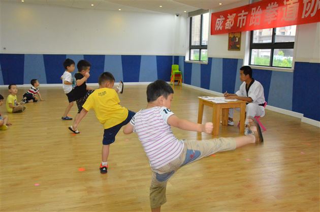 棠外实验幼稚园跆拳道班小朋友顺利通过考级