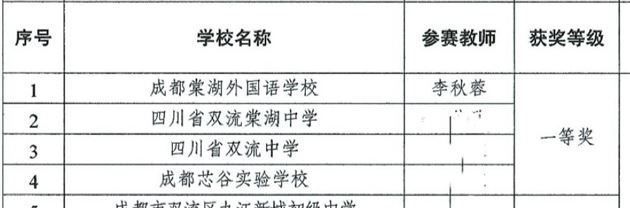 喜报！我校李秋蓉老师斩获双流区青年教师教学竞赛一等奖