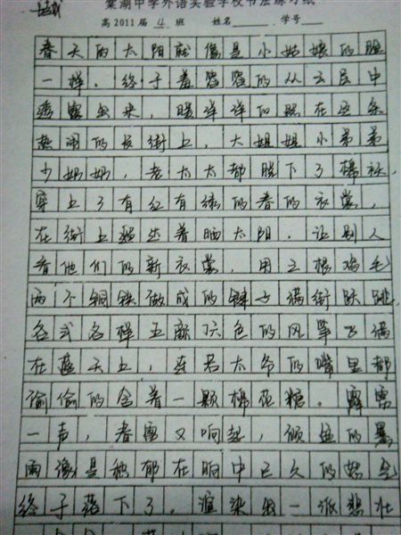 棠外高2011级钢笔书法风采比赛(六)