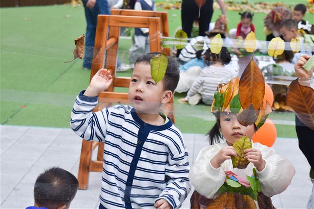 棠湖仁智幼儿园小班年级开展玩转落叶主题活动