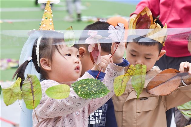 棠湖仁智幼儿园小班年级开展玩转落叶主题活动